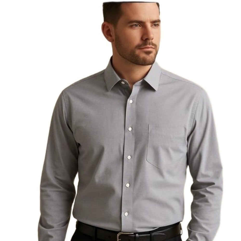 Stafford Shirt Mens XL 17 34/35 Light Blue‎ Long Sleeve Collared Pocket Button